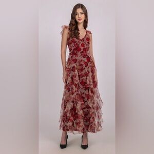Lace & Beads Ruffle Malin Maxi Dress